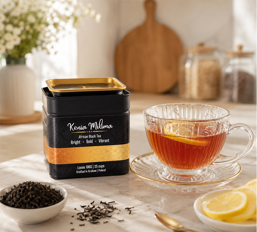 Kenia Milima Breakfast Tea z mlekiem